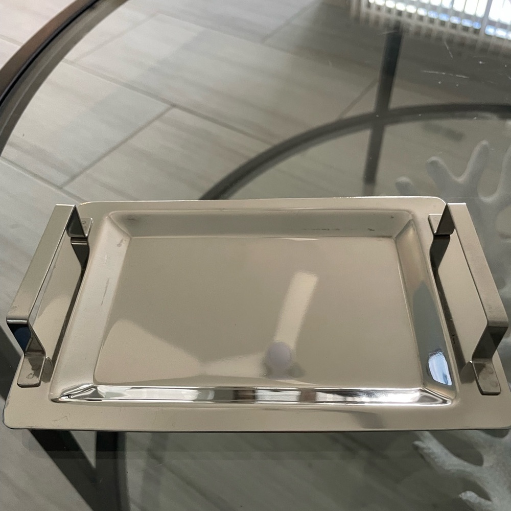Sleek Silver Vanity Tray 4 1/2 x 6 3/4